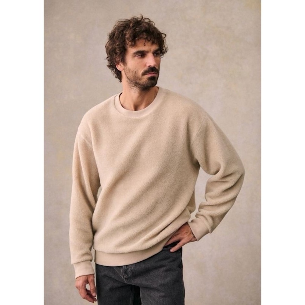 Octobre Editions Men's Beige‎ Fleece Sweatshirt Crew Neck Sz XS, 100% Polyester